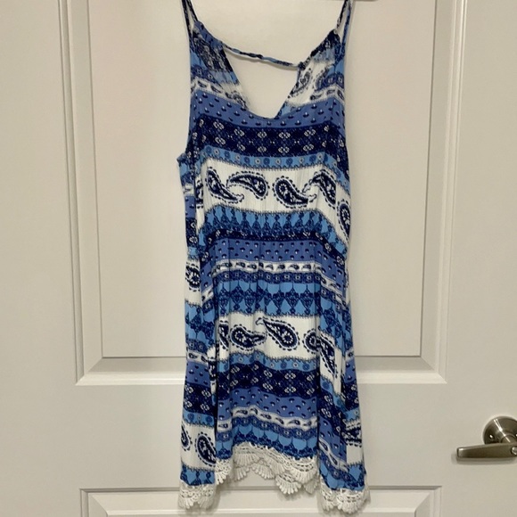 Bluenotes Blue Paisley Lace Trim Summer Dress - Picture 1 of 2